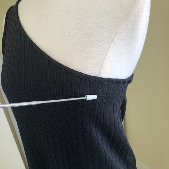 Club Monaco Black Ribbed One Shoulder Stretchy Tank Top SP NWOT - Picture 9 of 9